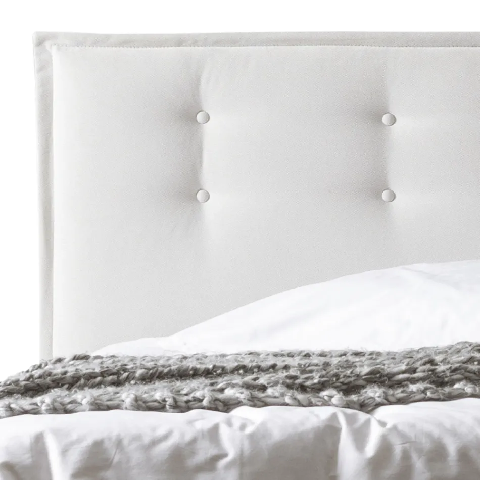 Lit Double 160x190 en Tissu avec Tête de Lit à Boutons Fabriqué en Italie - Dreams Viadurini