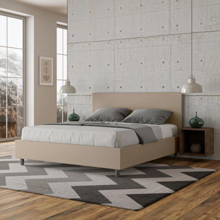 Lit double 160x200 cm avec tête de lit en similicuir, fabriqué en Italie - Pallone Viadurini