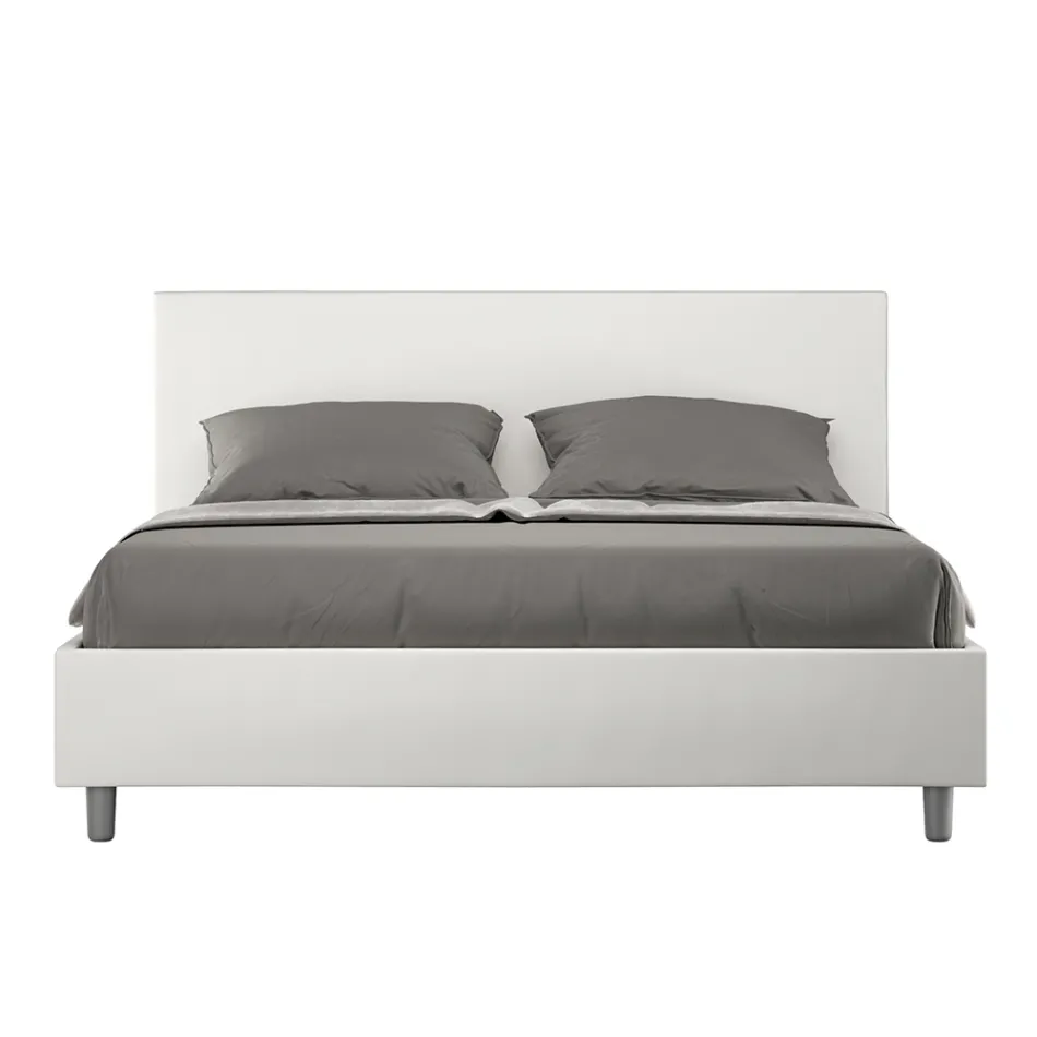 Lit double 160x200 cm avec tête de lit en similicuir, fabriqué en Italie - Pallone Viadurini