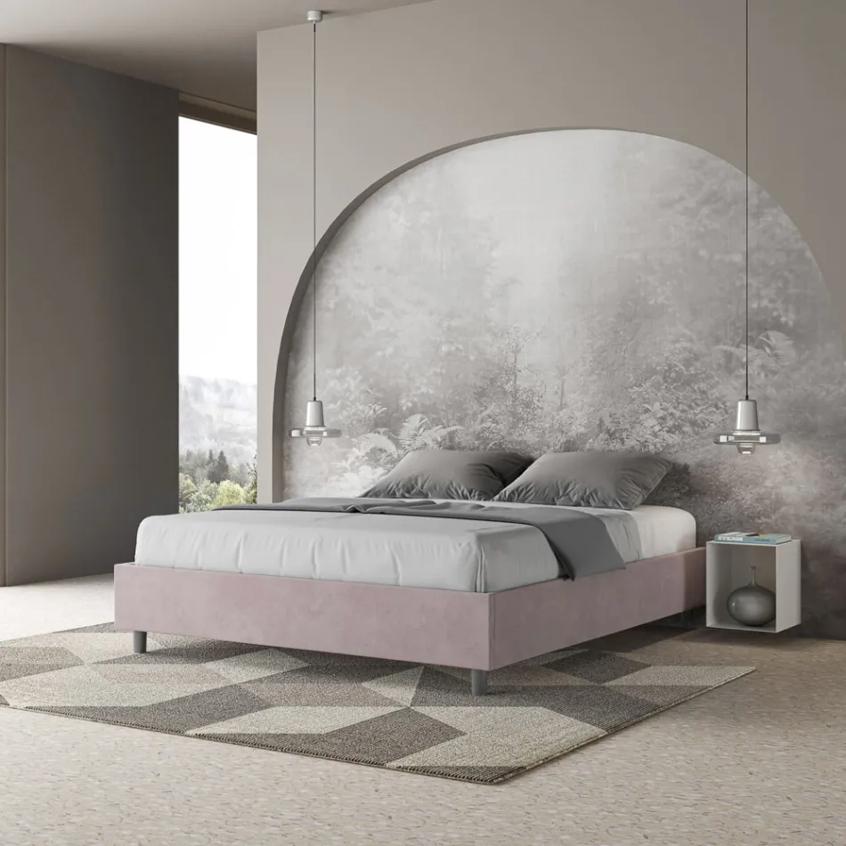 Lit double 160x200 cm recouvert de microfibre, fabriqué en Italie - Athlete Viadurini