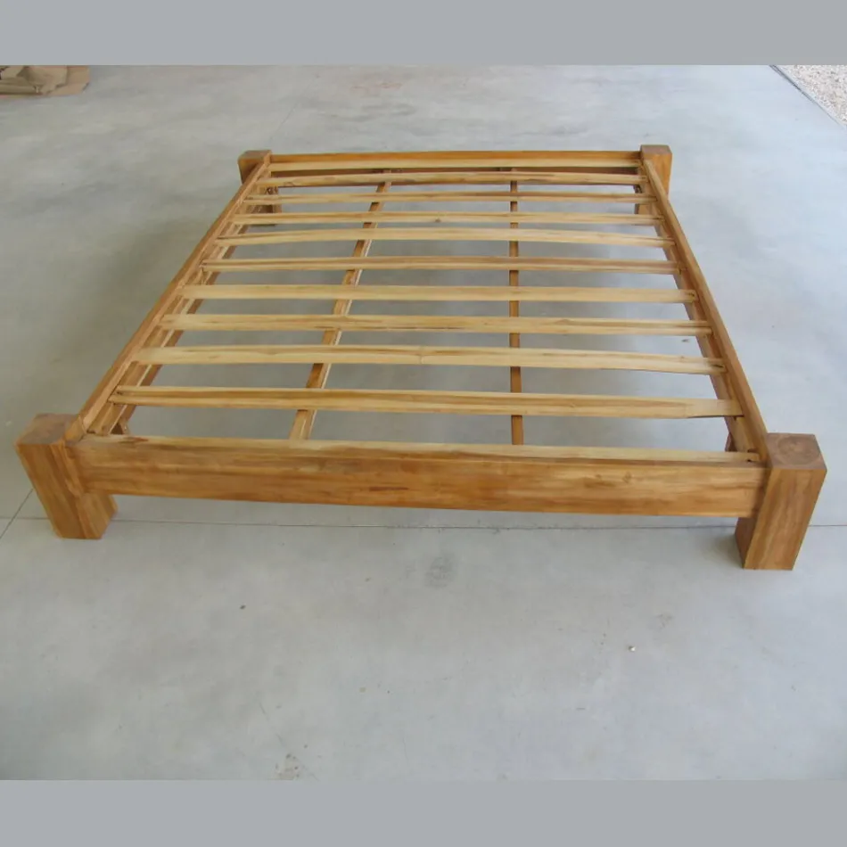 Lit double 160x200 en teck massif - Fresco Viadurini