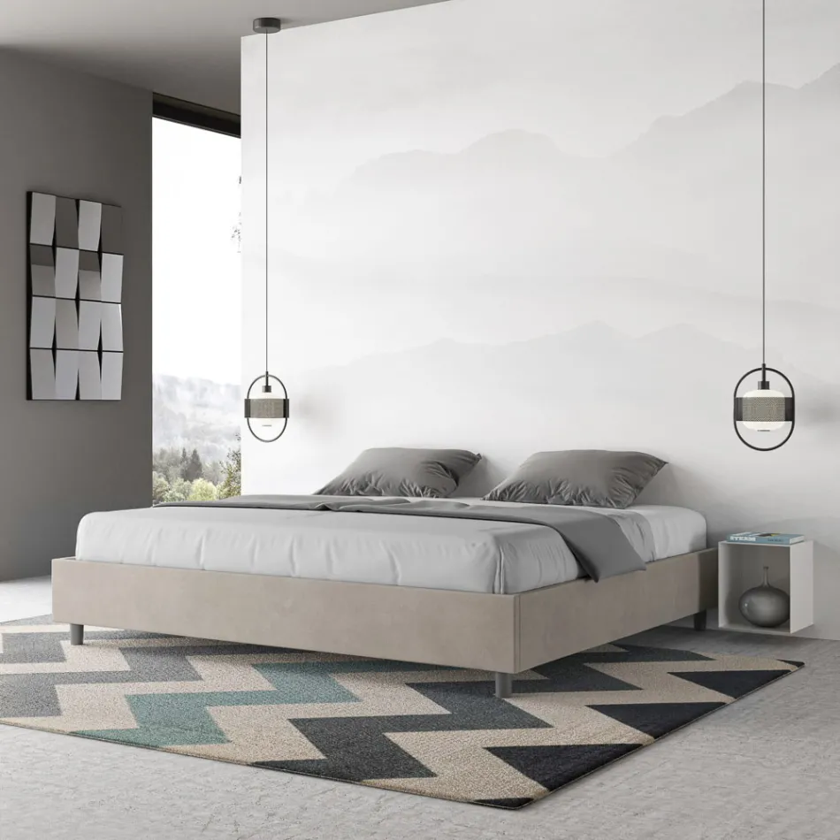 Lit double 180x200 cm recouvert de microfibre, fabriqué en Italie - Athlete Viadurini