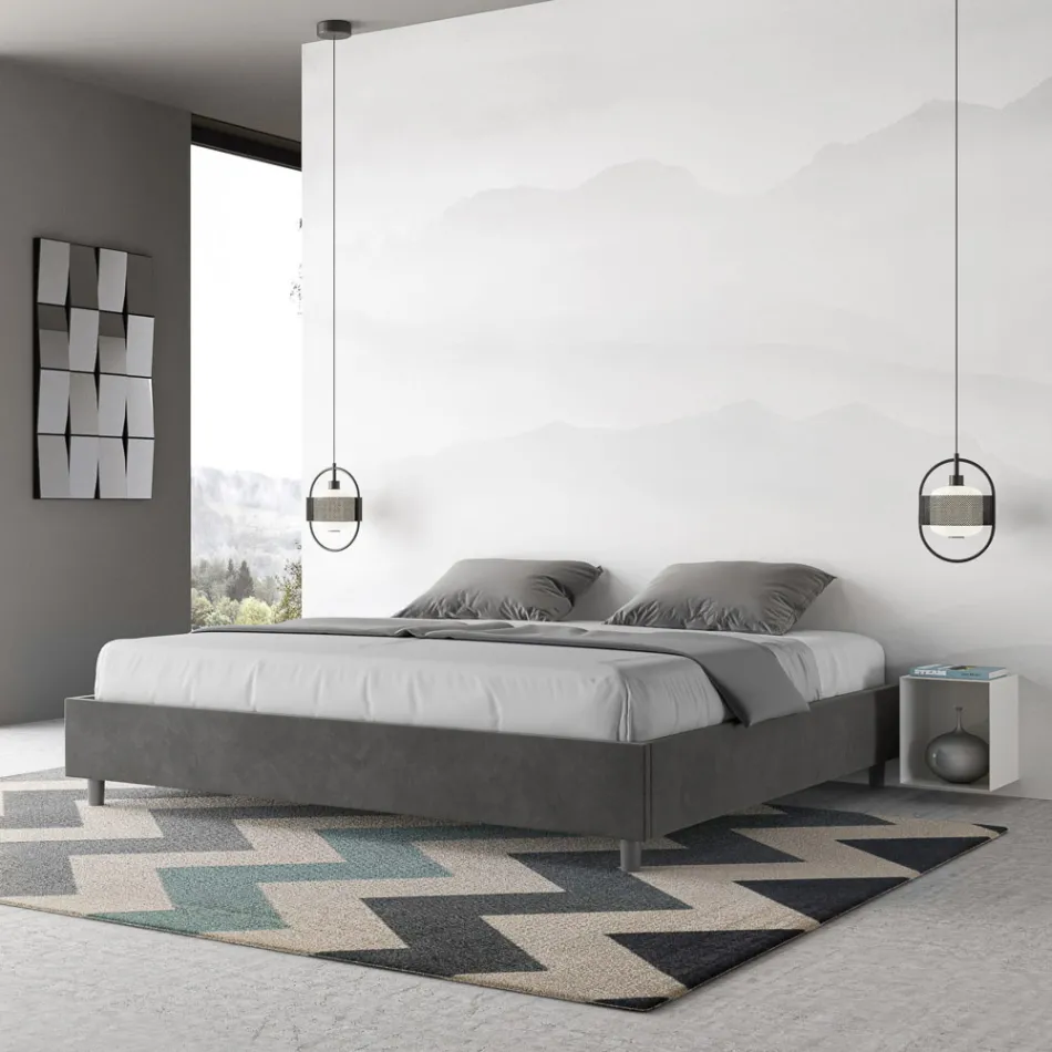 Lit double 180x200 cm recouvert de microfibre, fabriqué en Italie - Athlete Viadurini