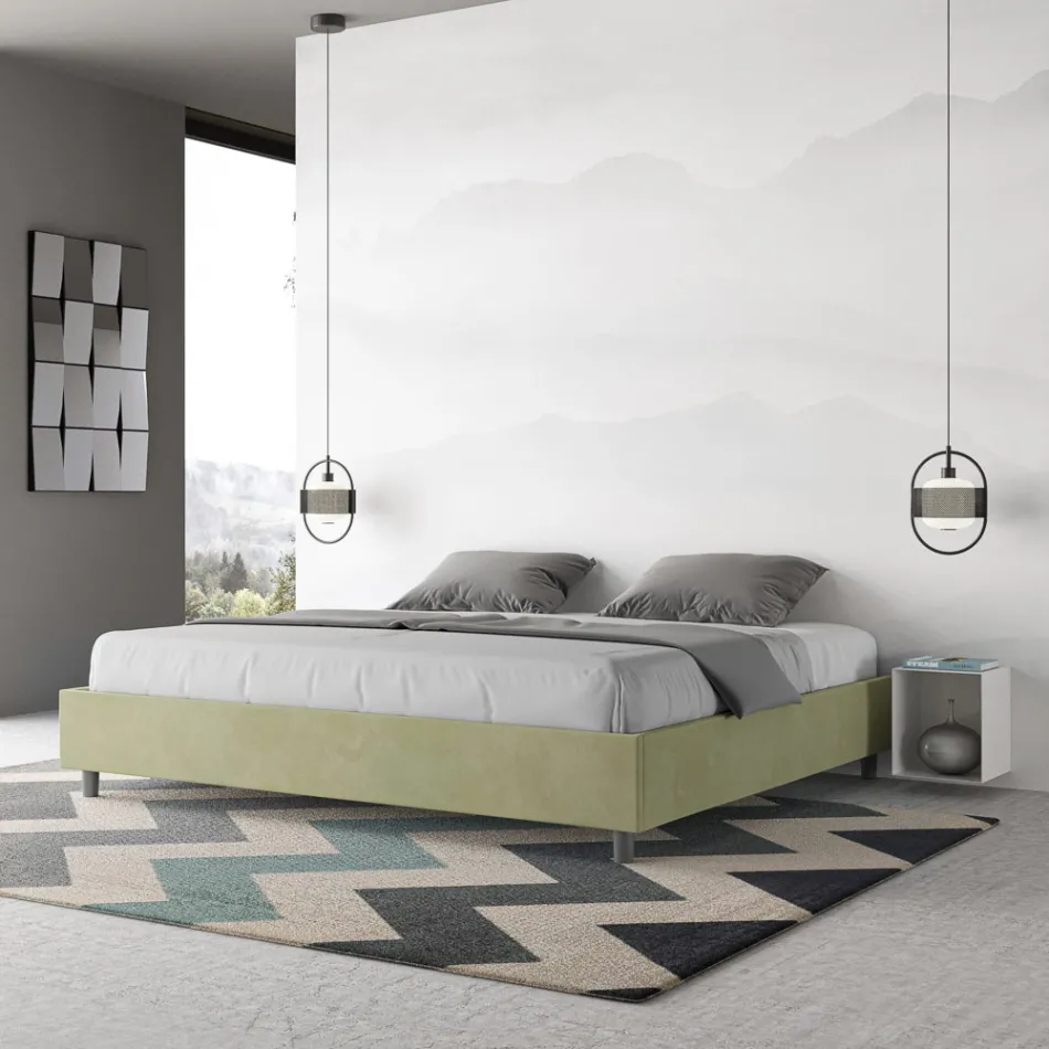 Lit double 180x200 cm recouvert de microfibre, fabriqué en Italie - Athlete Viadurini