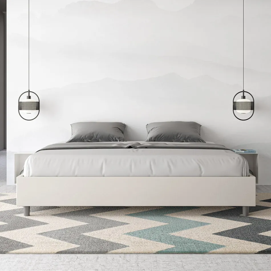 Lit double 180x200 cm revêtu de similicuir, fabriqué en Italie - Athlete Viadurini