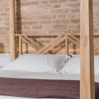 Lit double 180x200 avec baldaquin en teck massif - Peinture tempera Viadurini