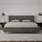 Lit double 190x200 cm avec tête de lit en microfibre, fabriqué en Italie - Pallone Viadurini