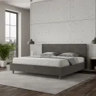 Lit double 190x200 cm avec tête de lit en microfibre, fabriqué en Italie - Pallone Viadurini