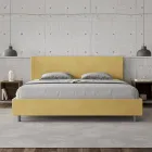 Lit double 190x200 cm avec tête de lit en microfibre, fabriqué en Italie - Pallone Viadurini