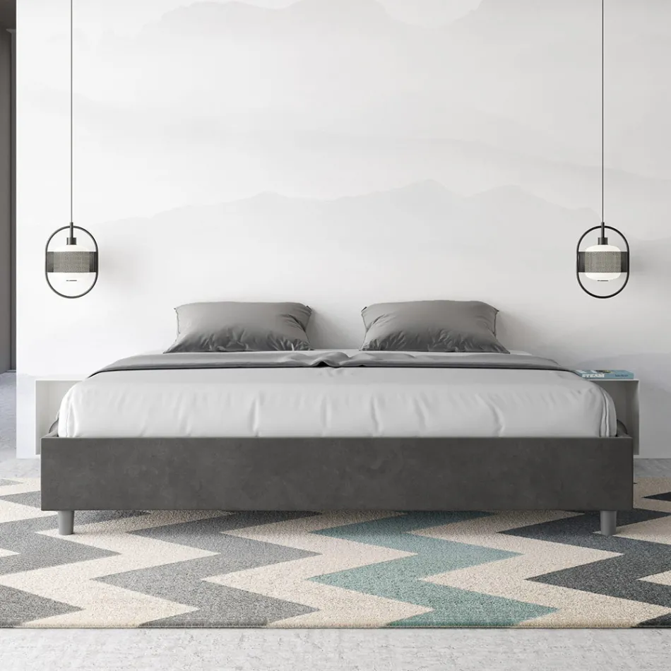 Lit double 190x200 cm recouvert de microfibre, fabriqué en Italie - Athlete Viadurini