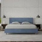 Lit double 200x200 cm avec tête de lit en microfibre, fabriqué en Italie - Pallone Viadurini