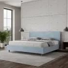 Lit double 200x200 cm avec tête de lit en microfibre, fabriqué en Italie - Pallone Viadurini