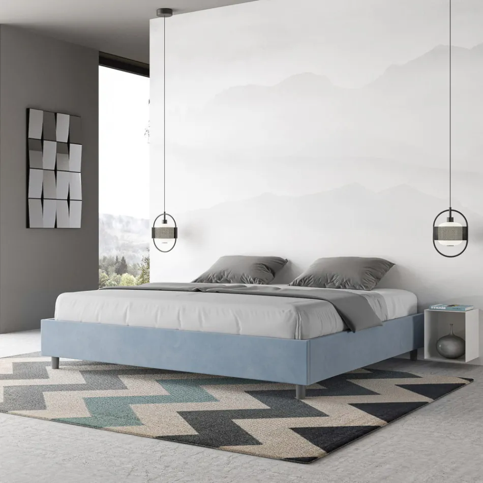 Lit double 200x200 cm recouvert de microfibre, fabriqué en Italie - Athlete Viadurini