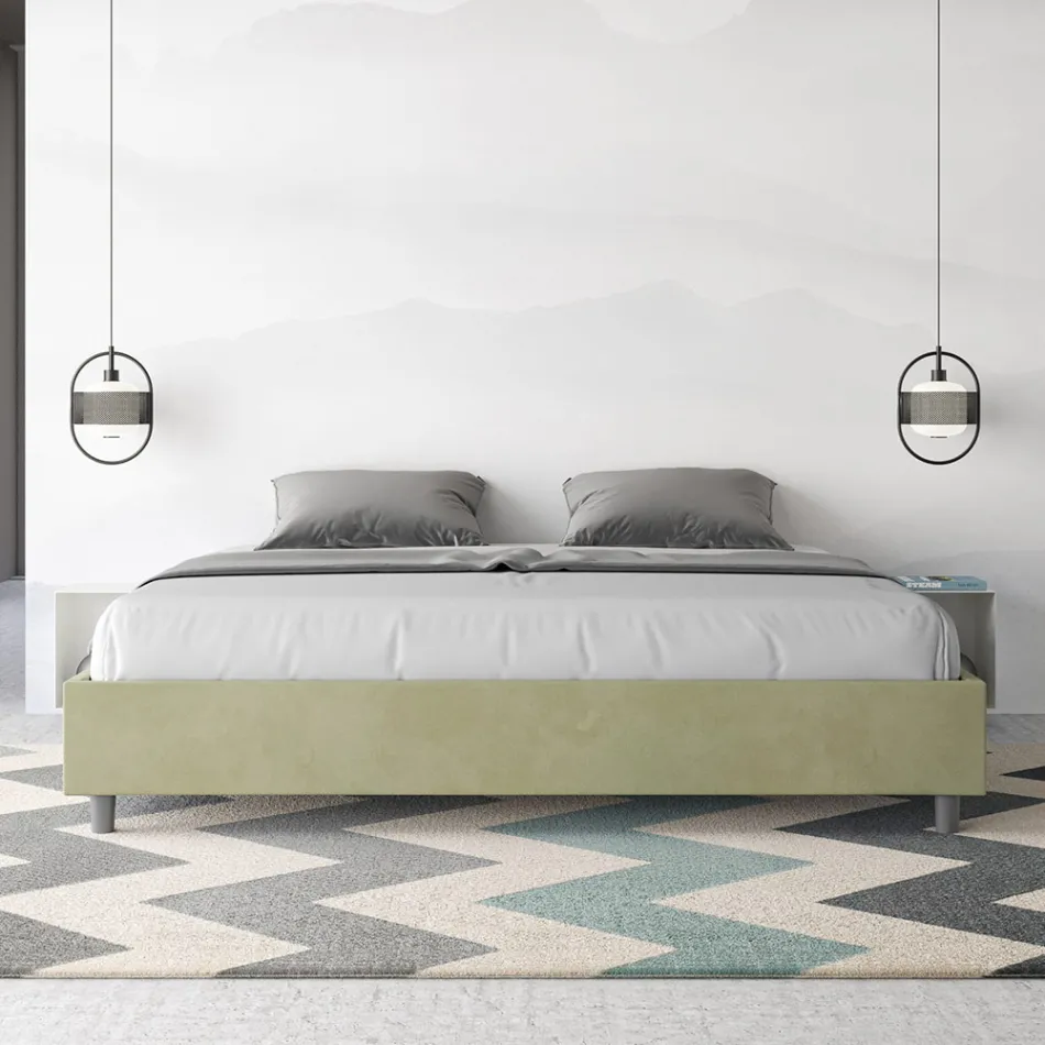 Lit double 200x200 cm recouvert de microfibre, fabriqué en Italie - Athlete Viadurini