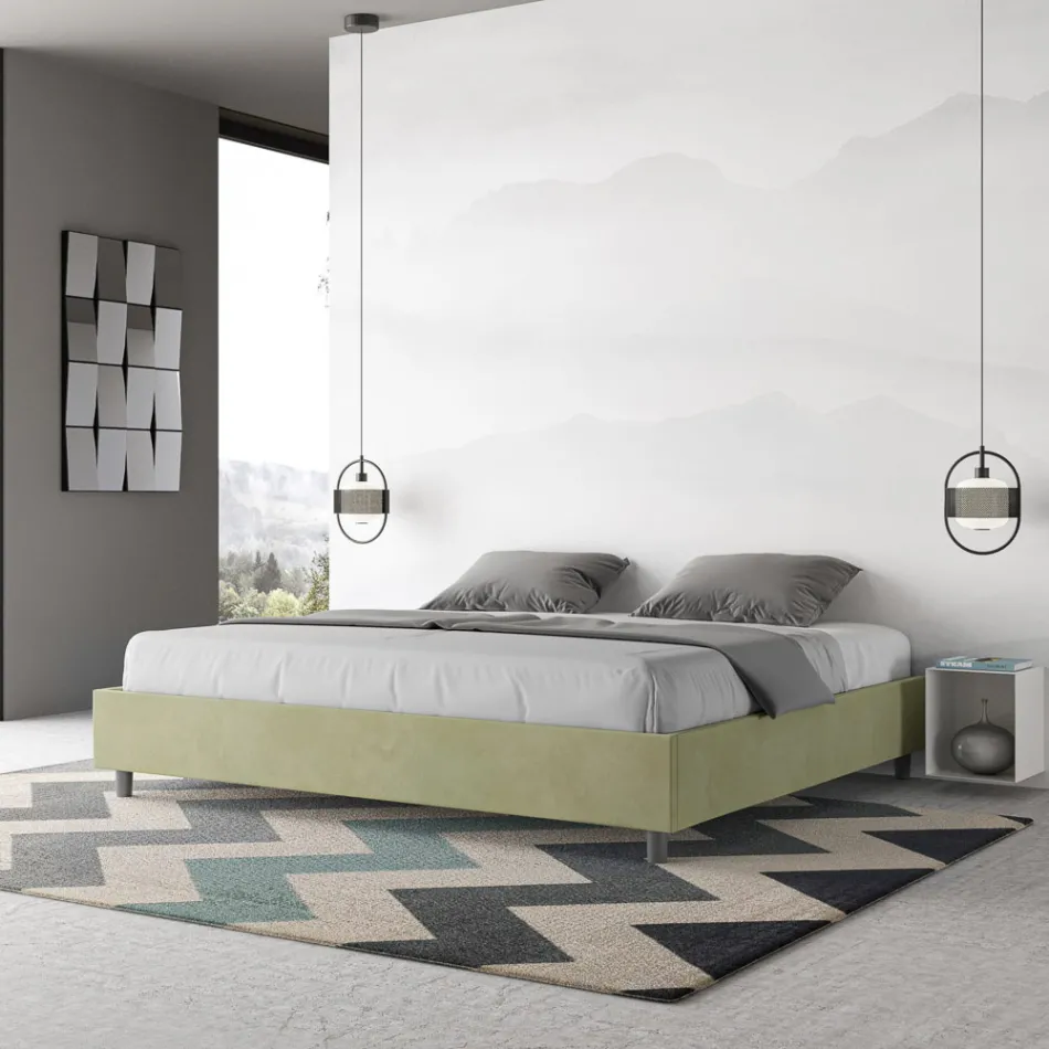 Lit double 200x200 cm recouvert de microfibre, fabriqué en Italie - Athlete Viadurini