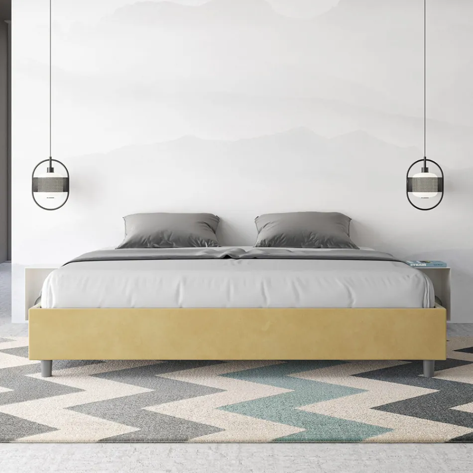 Lit double 200x200 cm recouvert de microfibre, fabriqué en Italie - Athlete Viadurini