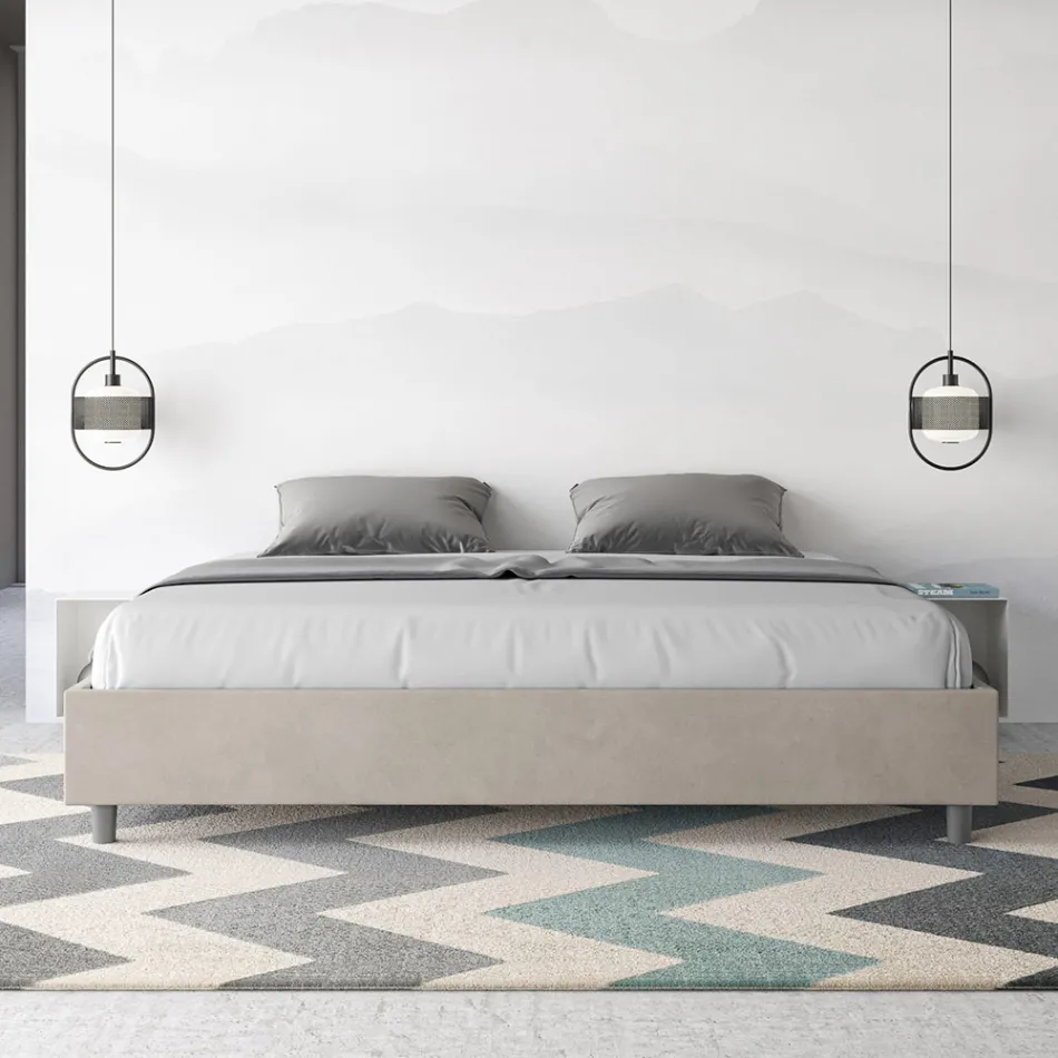 Lit double 200x200 cm recouvert de microfibre, fabriqué en Italie - Athlete Viadurini