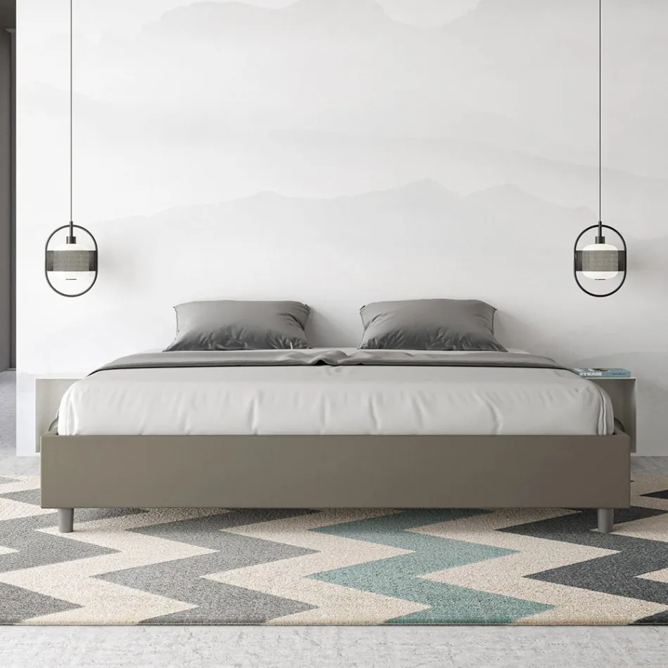 Lit double 200x200 cm revêtu de similicuir, fabriqué en Italie - Athlete Viadurini