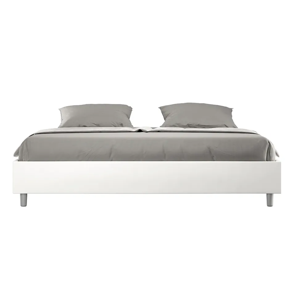 Lit double 200x200 cm revêtu de similicuir, fabriqué en Italie - Athlete Viadurini