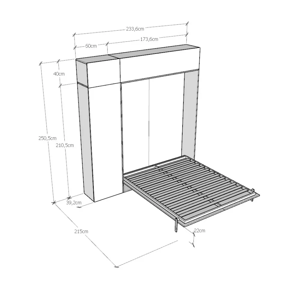 Lit double escamotable vertical avec unité murale et colonne - Magicompare Viadurini