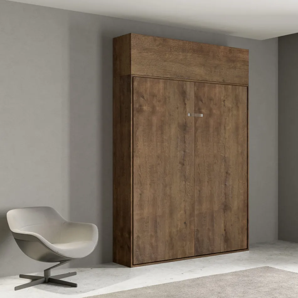 Lit double escamotable vertical avec unité murale - Magicompare Viadurini