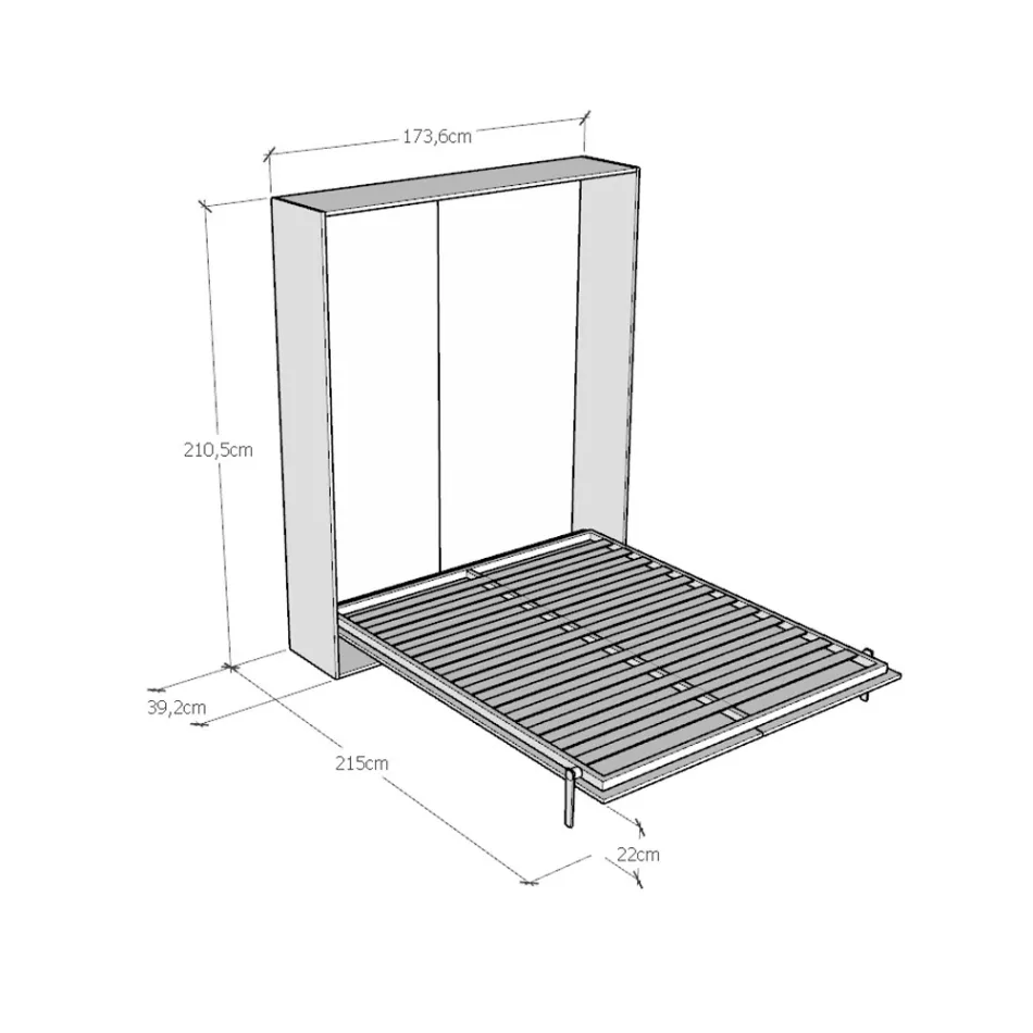 Lit double escamotable vertical en différentes finitions - Magicompare Viadurini