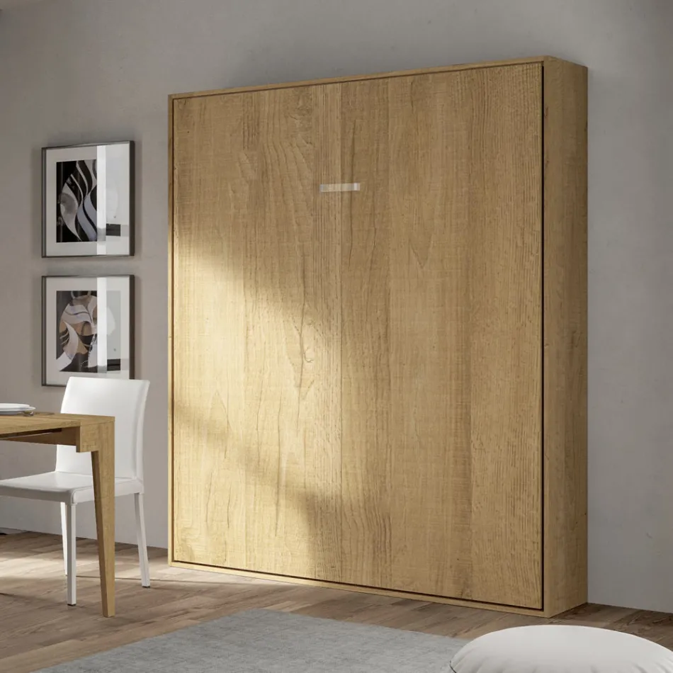 Lit double escamotable vertical en différentes finitions - Magicompare Viadurini