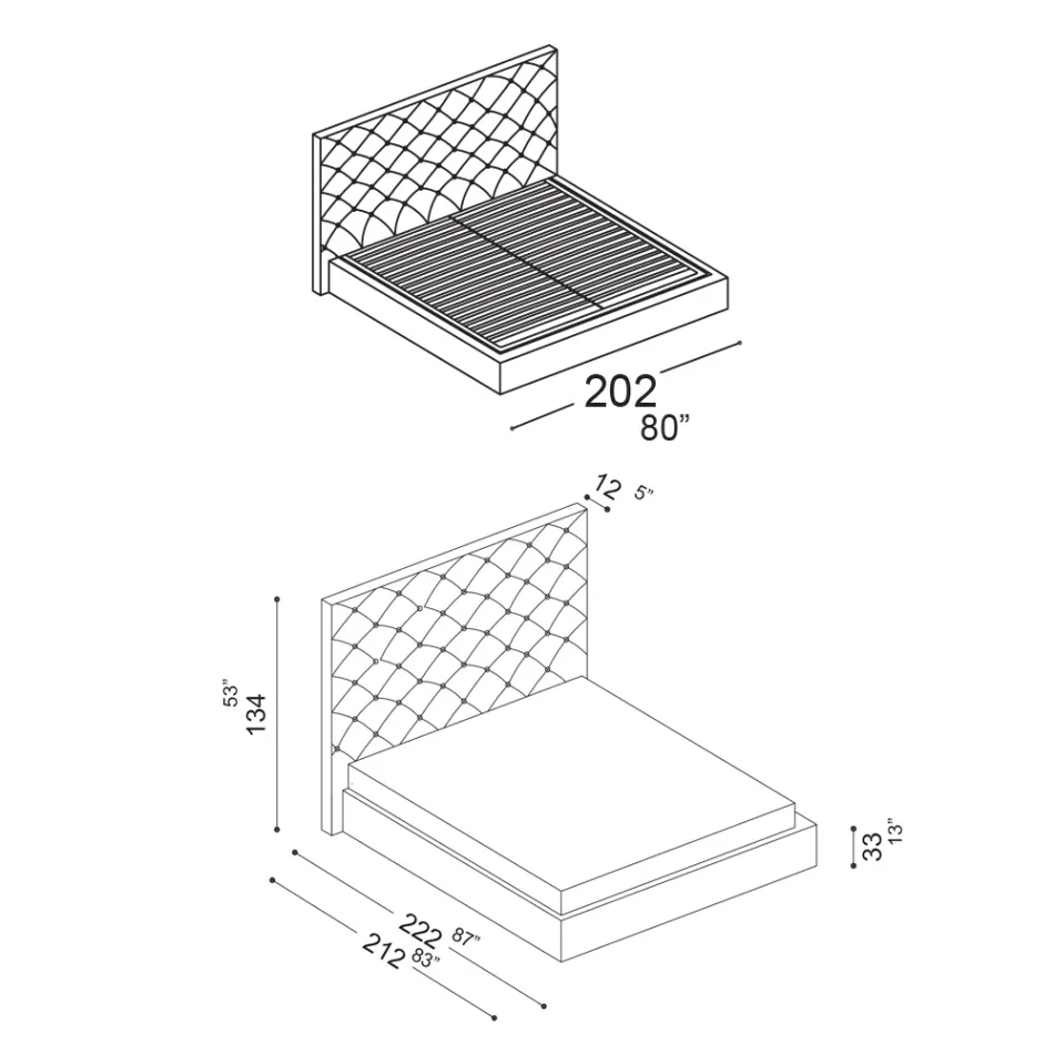 Lit Double Capitonné avec Rangement en Option Fabriqué en Italie - Sciocco Viadurini