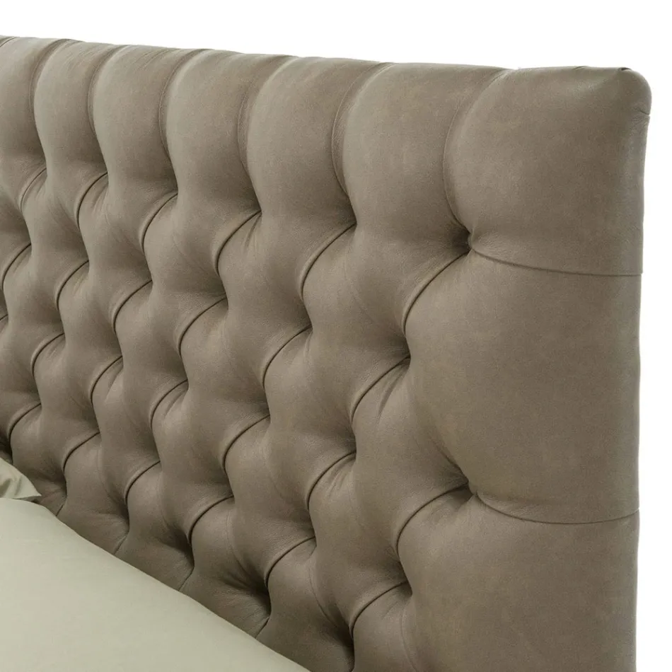 Lit Double Classique avec Boîte en Tissu ou Eco-Cuir Fabriqué en Italie – Liban Viadurini