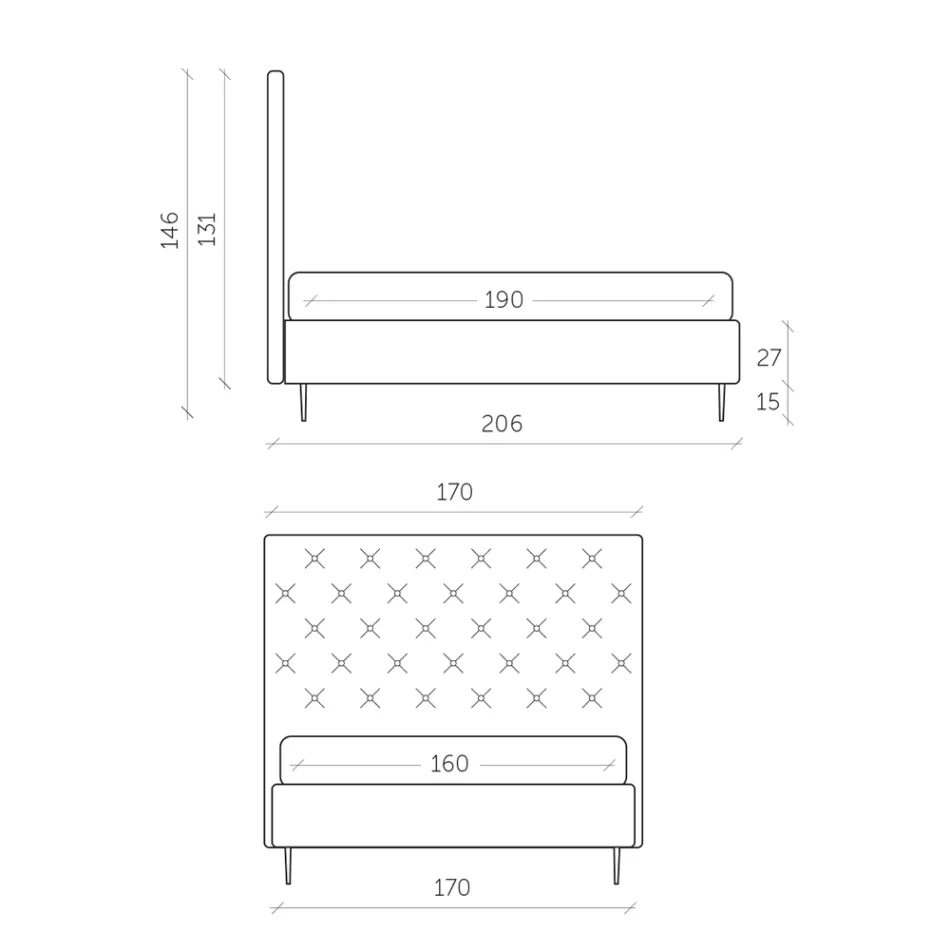 Lit double avec coffre de rangement et sommier 160x190 Made in Italy - Sallie Viadurini