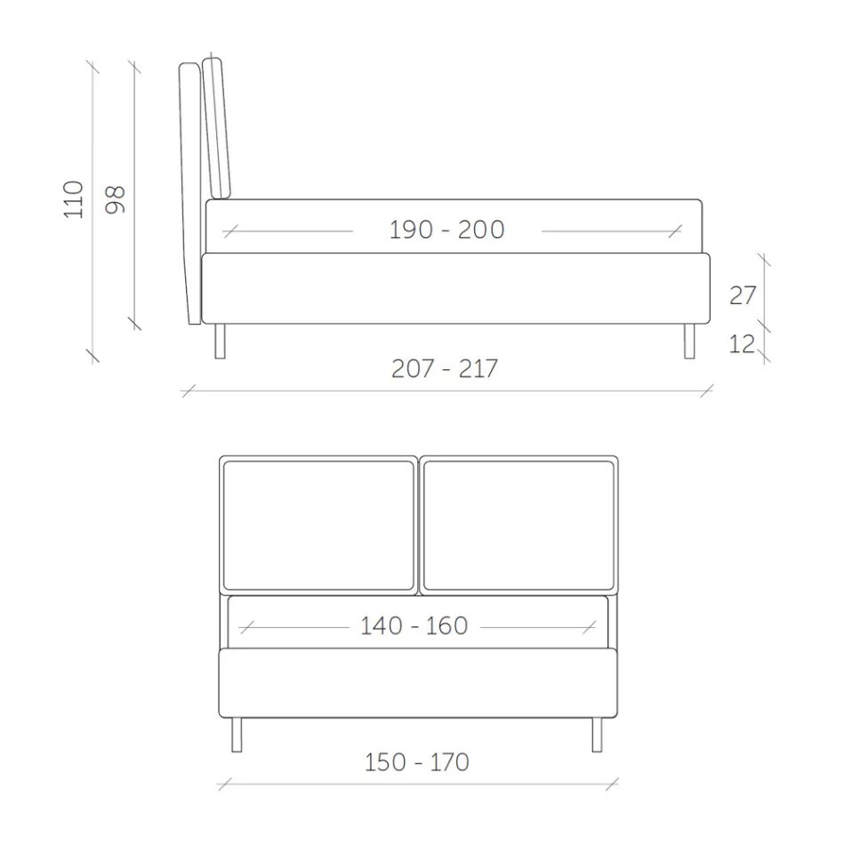 Lit double avec coffre de rangement Made in Italy - Ernesta Viadurini