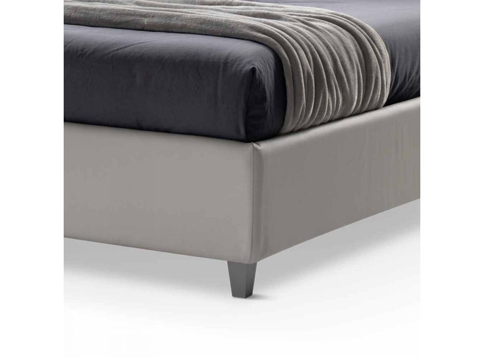 Lit double avec coffre et tête de lit avec boutons en éco-cuir Made in Italy - Arturo Viadurini
