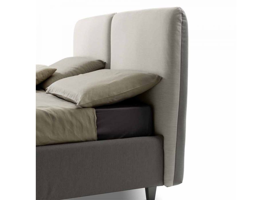 Lit double avec coffre et tête de lit lisse en tissu Made in Italy - Nives Viadurini
