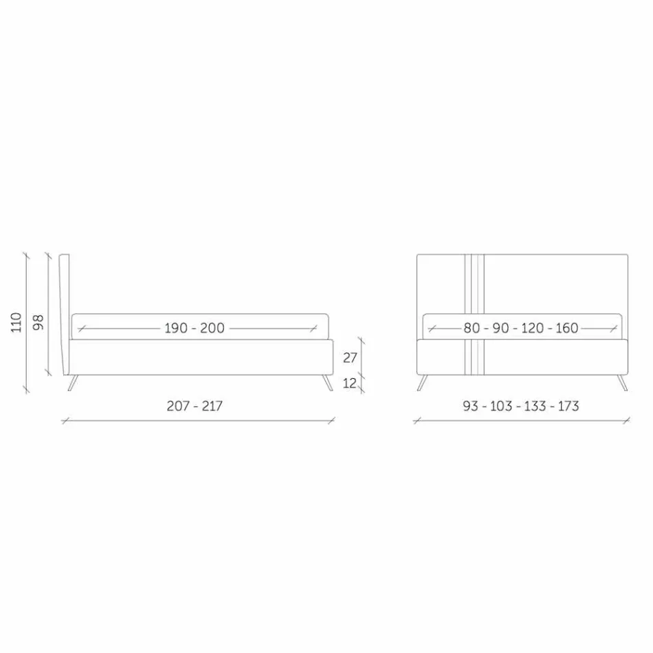 Lit double avec tiroir rembourré en éco-cuir Made in Italy - Paolo Viadurini