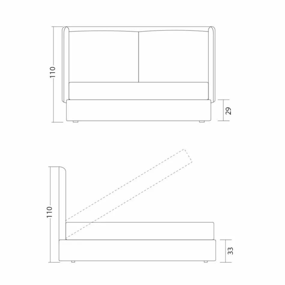 Lit double avec rangement, design moderne, Kate by Bolzan Viadurini