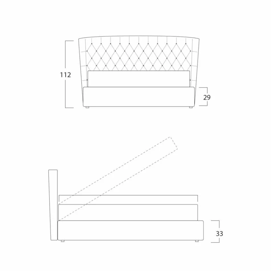 Lit double avec conteneur recouvert de tissu Selene Bolzan Viadurini