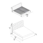 Lit double avec rembourrage capitonné et pieds en bois - Briosco Viadurini