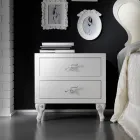 Lit double avec pied de lit assorti, matelas et 2 tables de chevet - Nebbia Viadurini