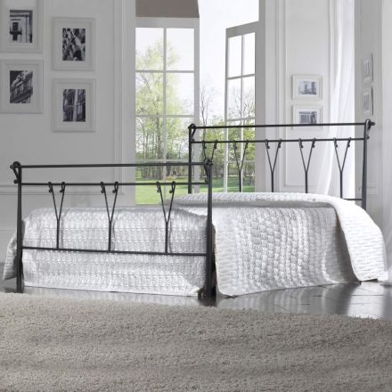 Lit double avec pied de lit en différentes finitions Made in Italy - Finition Viadurini