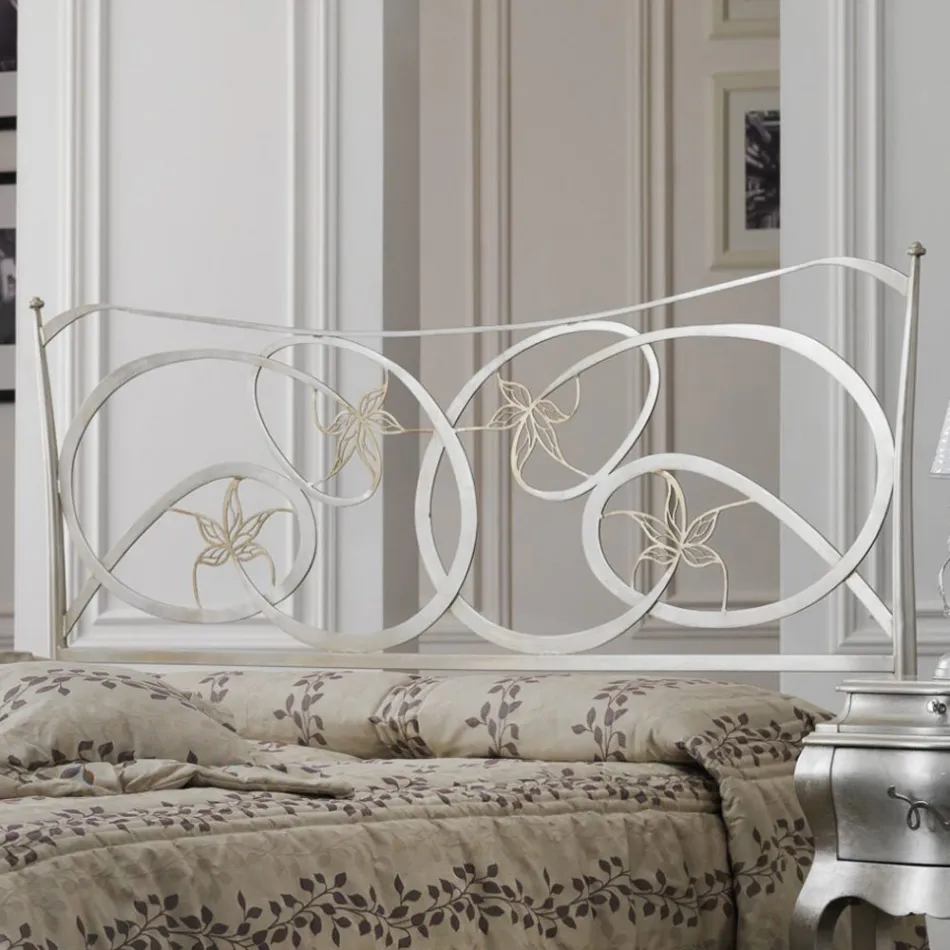 Lit double avec pied de lit en différentes finitions Made in Italy - Naturel Viadurini