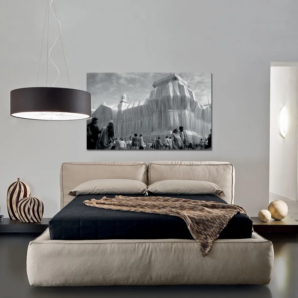 Lit double avec sommier et meuble de rangement en option Made in Italy - Ribelle Viadurini