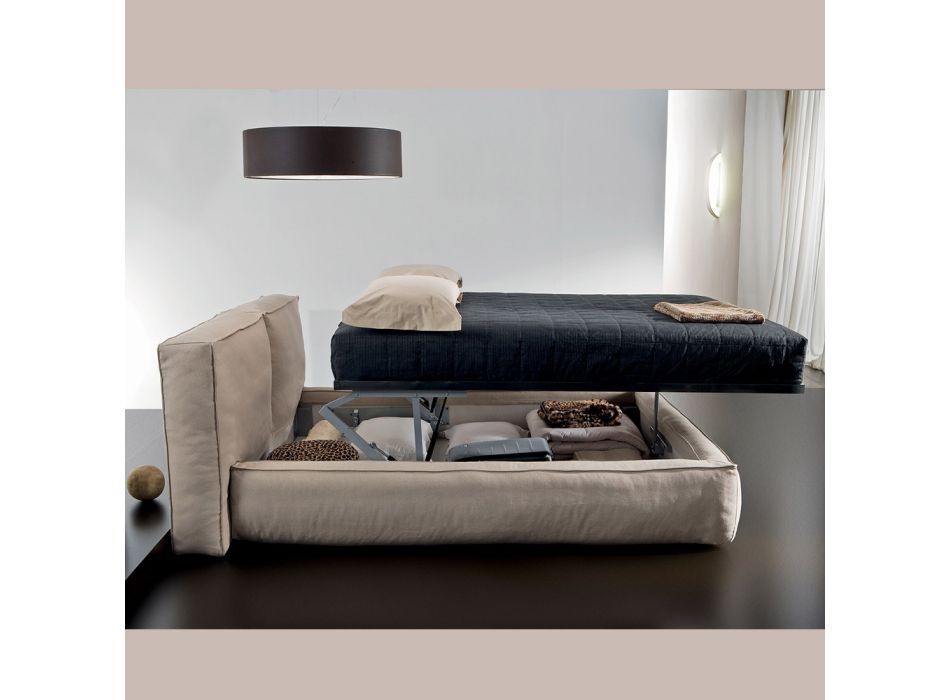 Lit double avec sommier et meuble de rangement en option Made in Italy - Ribelle Viadurini