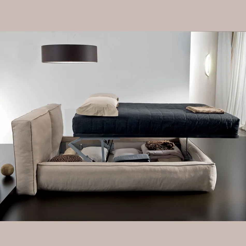 Lit double avec sommier et meuble de rangement en option Made in Italy - Ribelle Viadurini