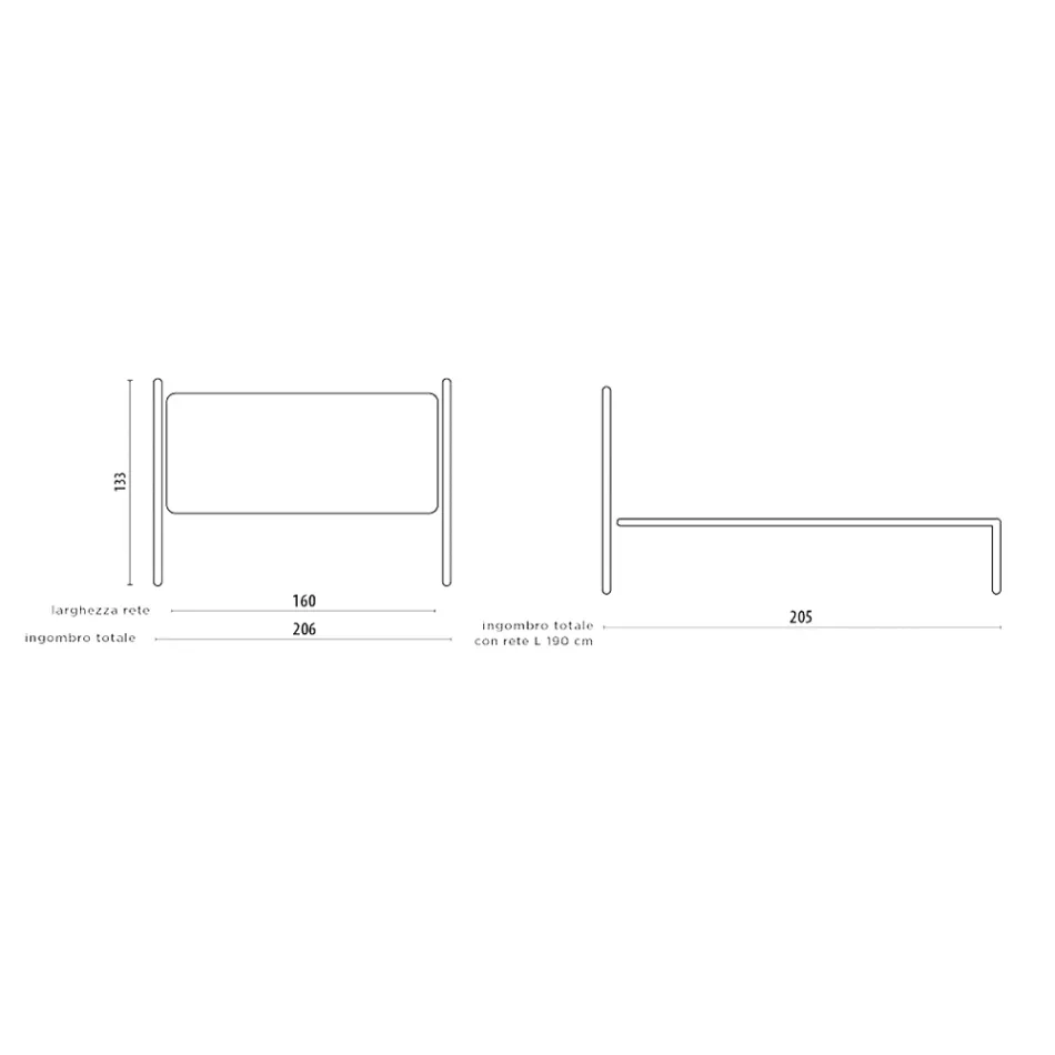 Lit double avec tête de lit et cadre de lit en fer Made in Italy - Finition Viadurini