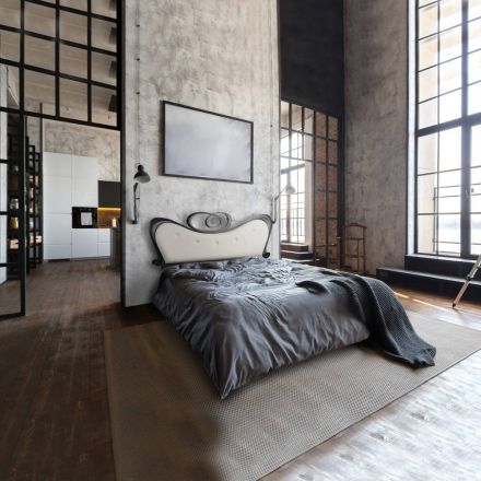 Lit double avec tête de lit et cadre de lit en fer Made in Italy - Finition Viadurini