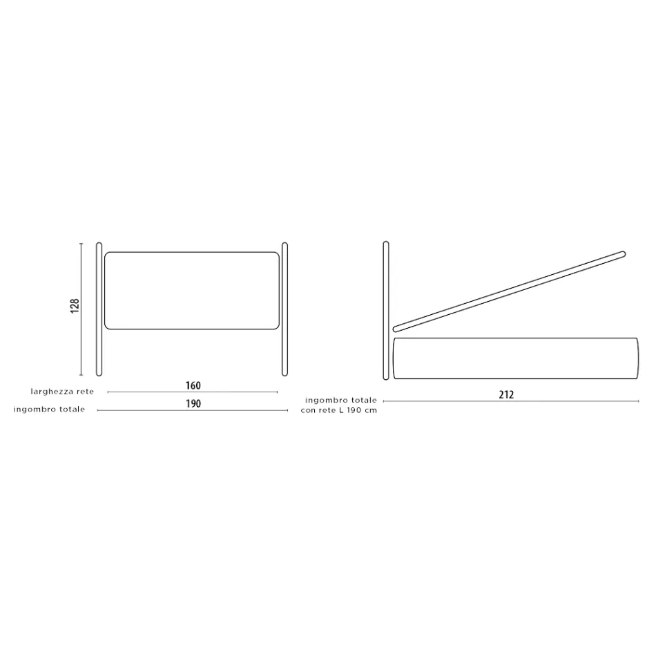 Lit double avec tête de lit en fer et cadre de lit rembourré Made in Italy - Kenzo Viadurini