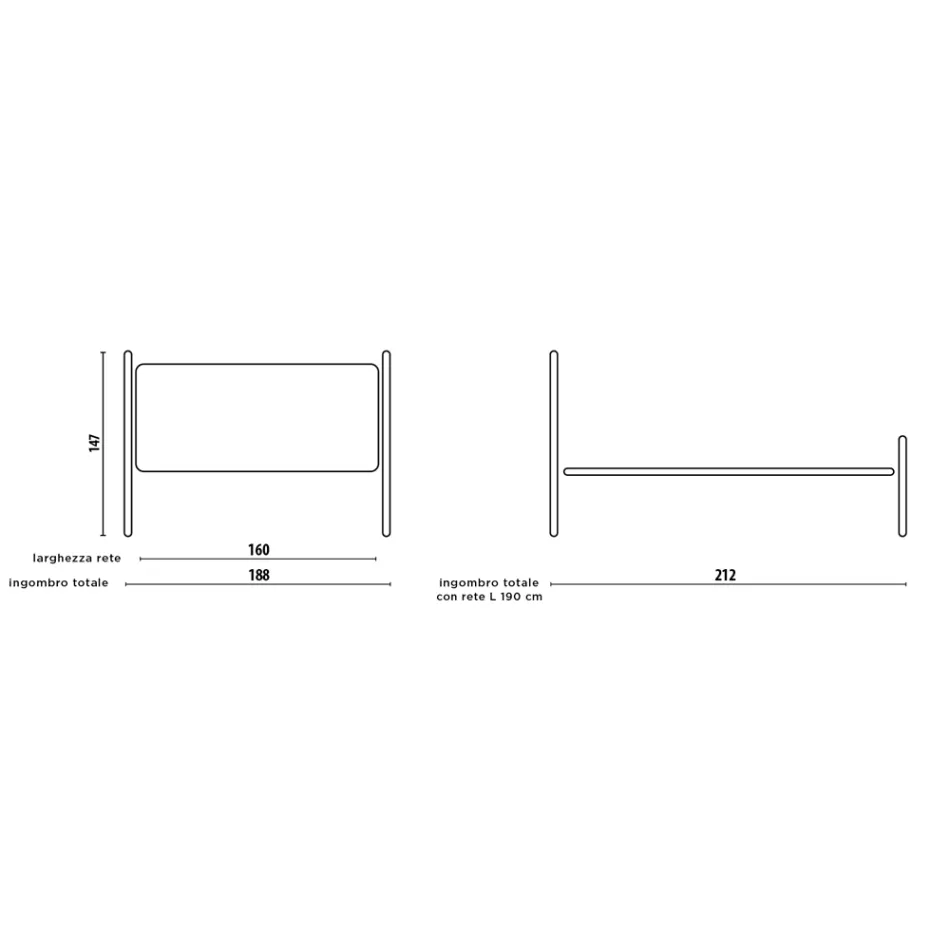 Lit double avec tête de lit en fer massif, fabriqué en Italie - Nebbia Viadurini
