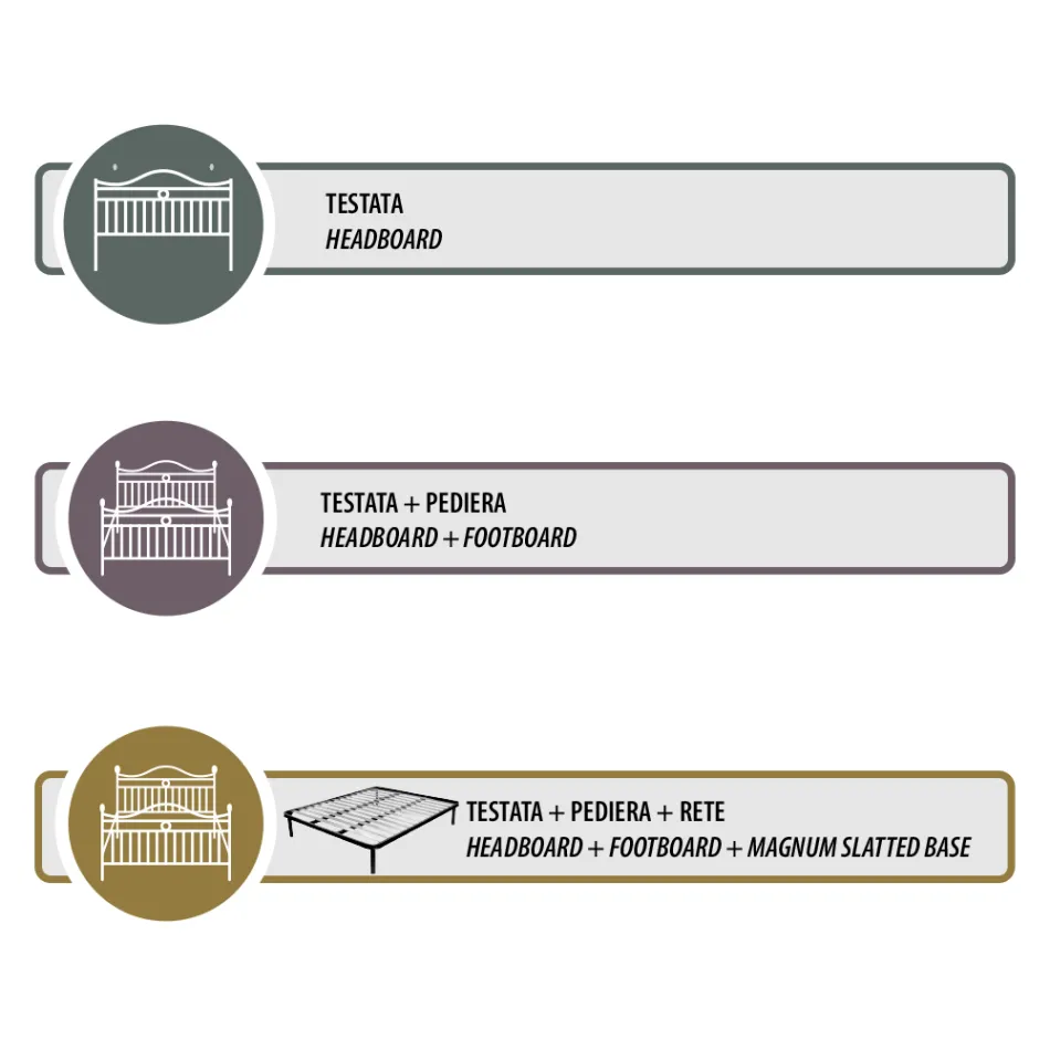 Lit double avec tête de lit en fer massif Made in Italy - Nebbia Viadurini
