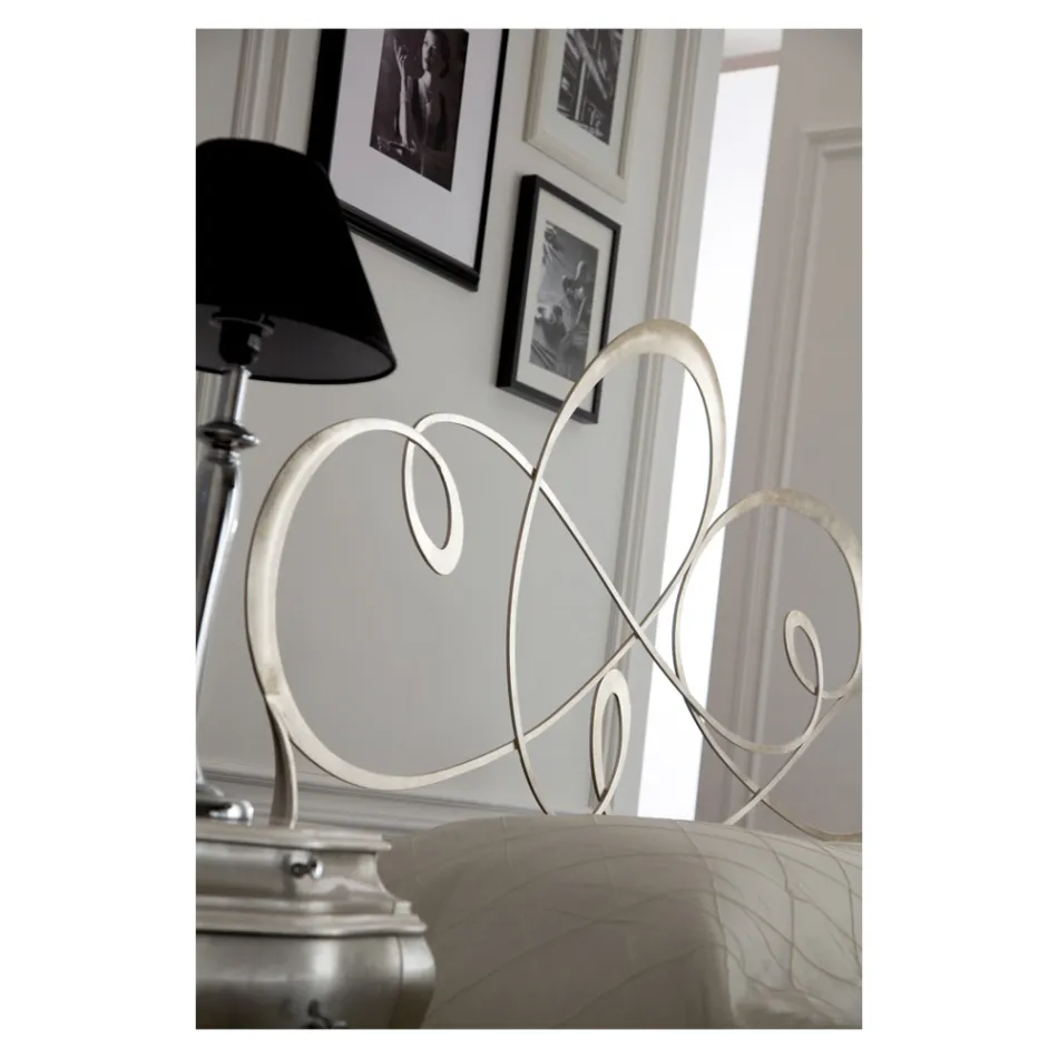 Lit double avec tête de lit en fer massif Made in Italy - Nebbia Viadurini