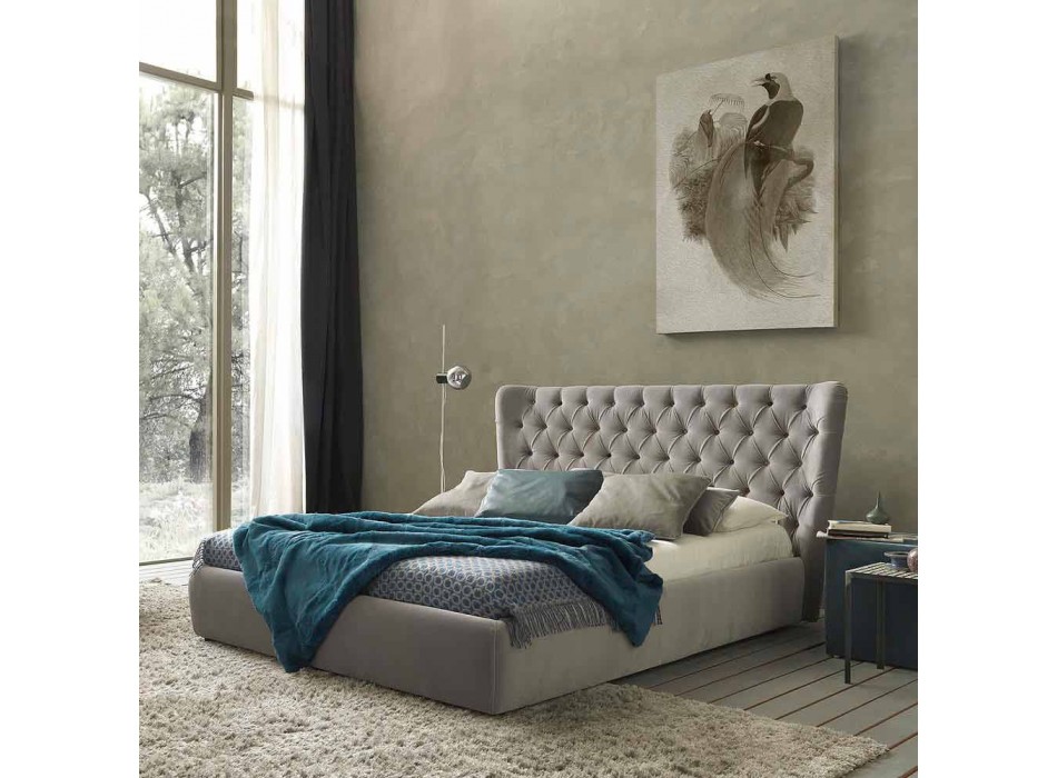 Lit double au design moderne Selene Bolzan avec tête de lit capitonnée Viadurini